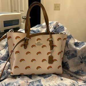 Coach Mollie Tote Bag 25 With Rainbow Print